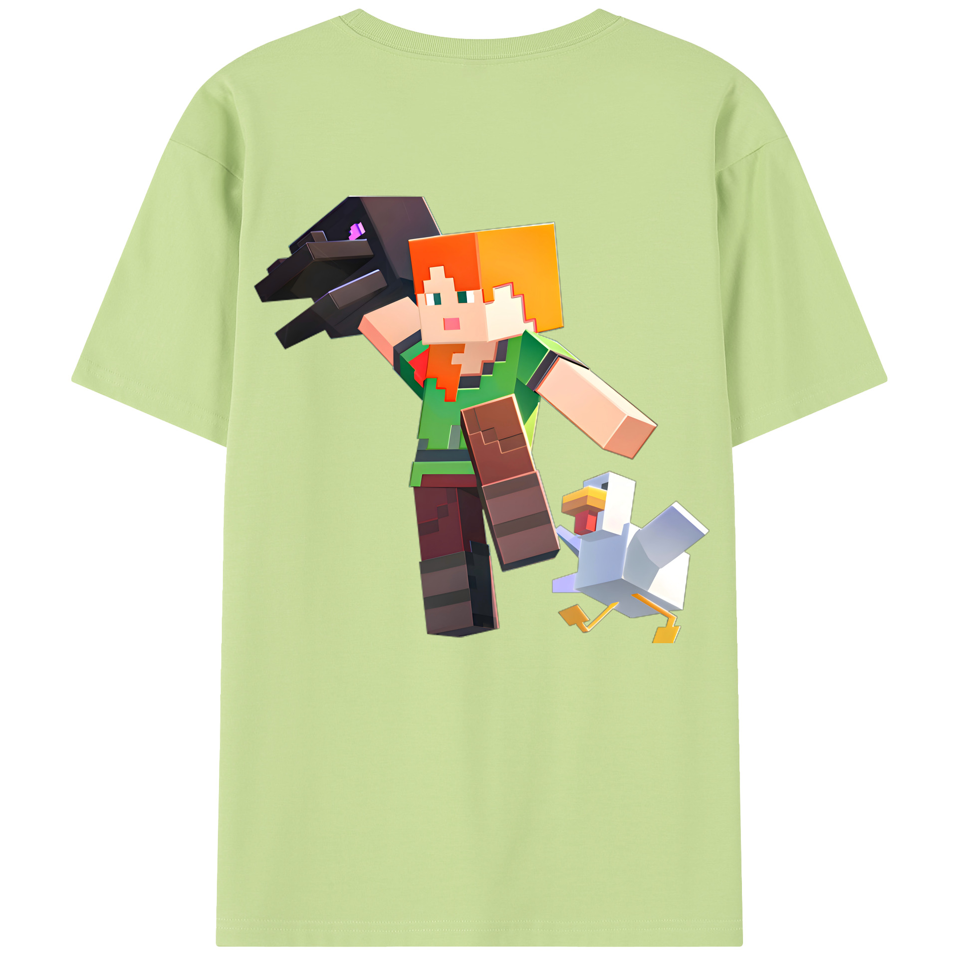 （画像用） マインクラフト ブロックの世界 Minecraft MC Block world 綿100％半袖Tシャツ（背面プリント）